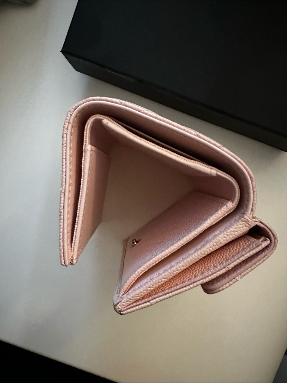 CHANEL Light Pink Quilted Leather Compact Wallet with Gold CC - Picture 5 of 6